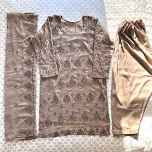 Shiny Sequin Embellished Chiffon Salwar Kameez